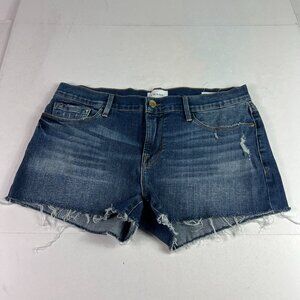 Frame Jean Shorts Women's 33* Le Cut Off Mid Rise Blue Faded Denim Jorts Tag 29